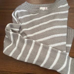 So grey with white stripes sweater